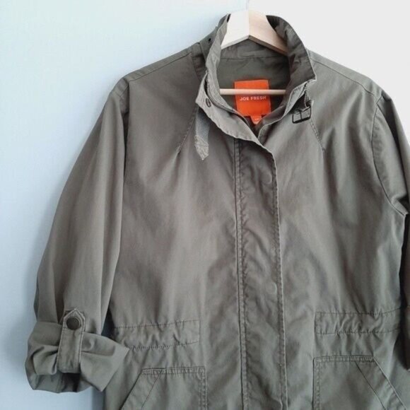 JOE FRESH Canvas Jacket Utility Sleeves Olive Green Sz S - Picture 9 of 13